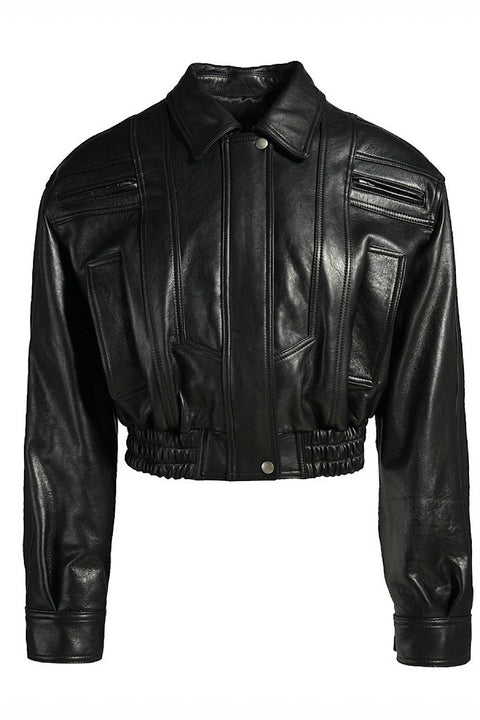 Chaqueta corta de cuero negro