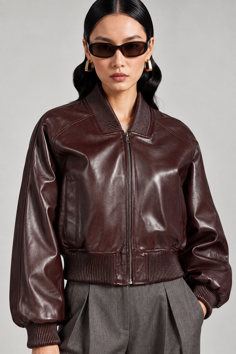 Chaqueta bomber de cuero