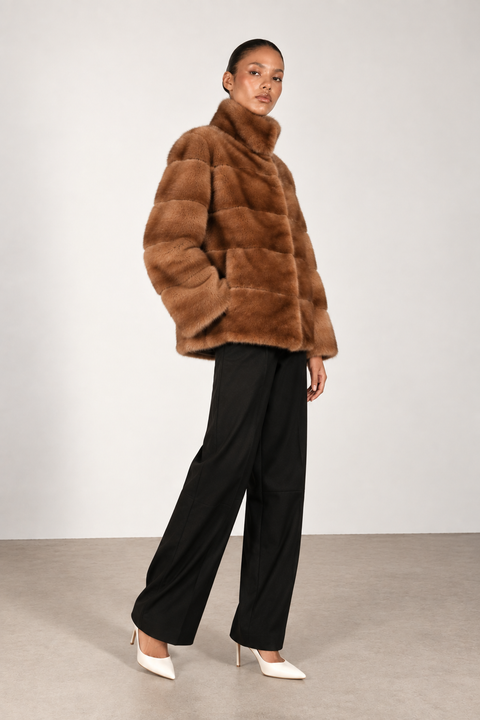 Cognac Genuine Mink Coat