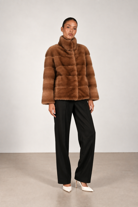 Cognac Genuine Mink Coat