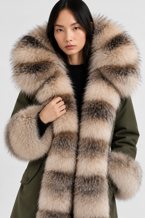 Parka fodrad med rävpäls