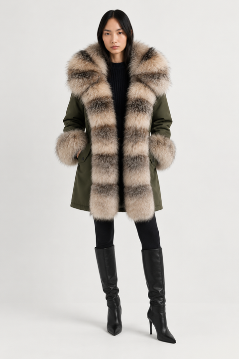Parka fodrad med rävpäls