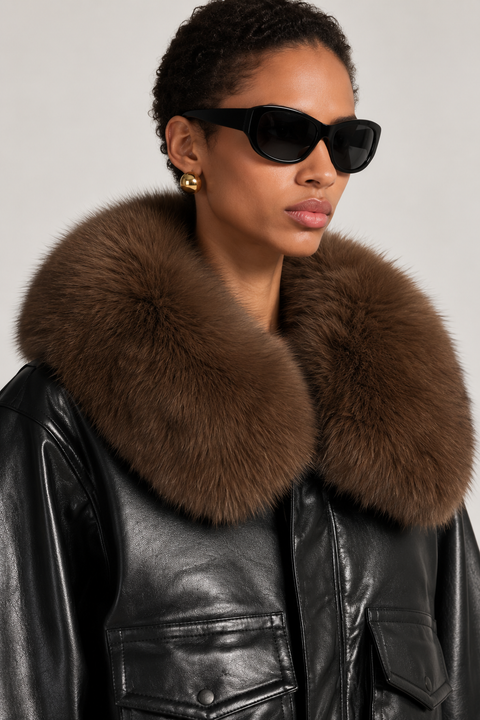 Chaqueta de cuero con piel