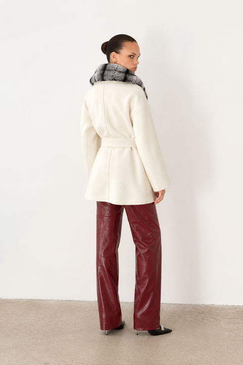Manteau en cachemire avec vison