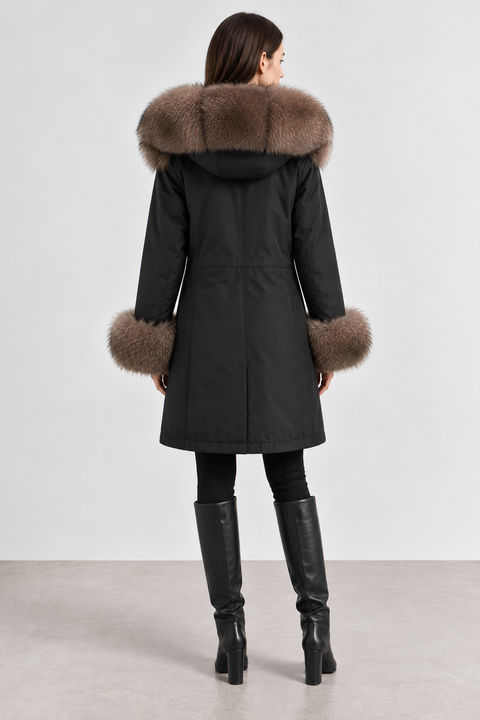 Parka foderato in pelliccia di volpe