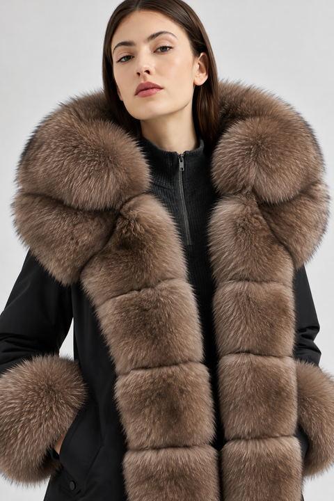Parka foderato in pelliccia di volpe