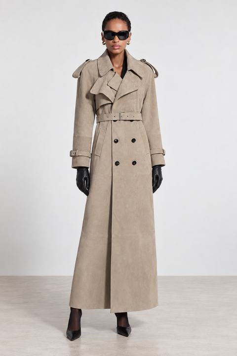 Trench in camoscio