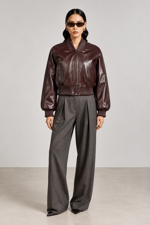 Chaqueta bomber de cuero