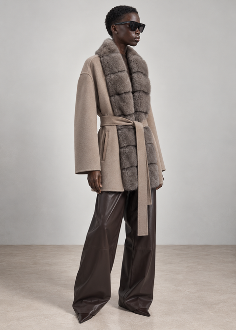 Cashmere Coat With Mink