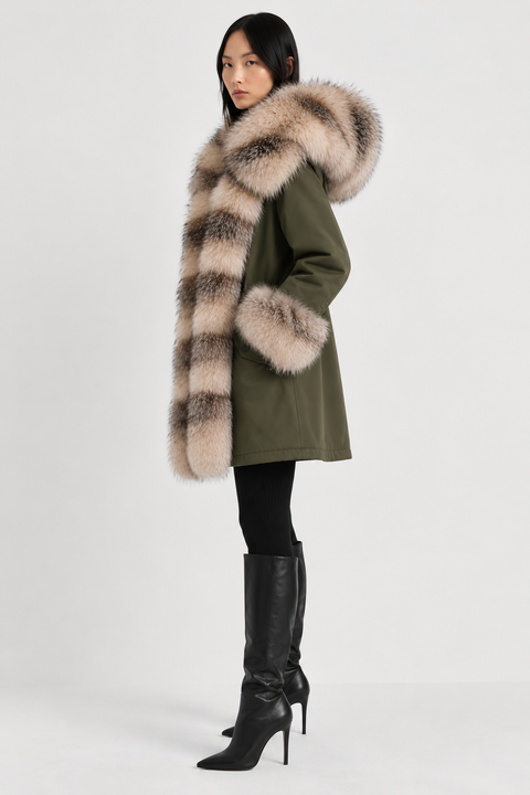 Parka fodrad med rävpäls