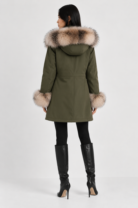 Parka fodrad med rävpäls
