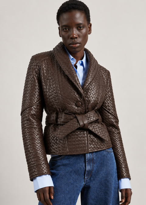 Chaqueta de cuero trenzado