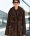Manteau court en vison ceinturé