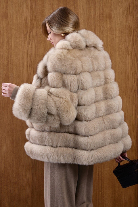Beige Fox Fur Coat