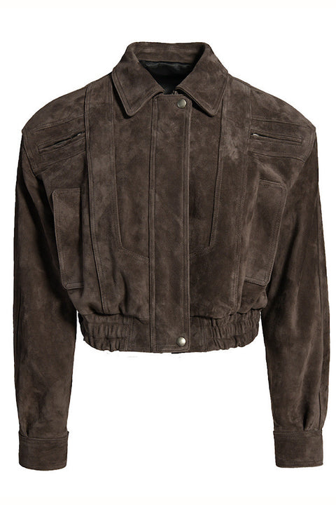 Cropped Brown Suede Jacket