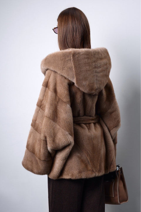 Hooded Mink Fur Coat