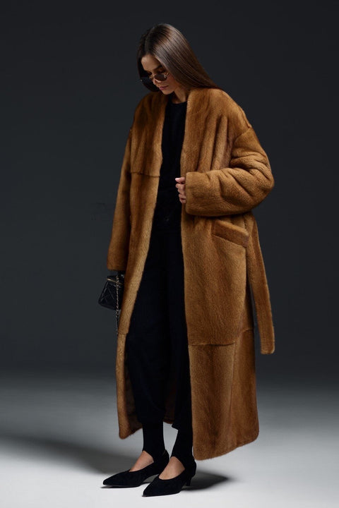 Long Cognac Mink Coat