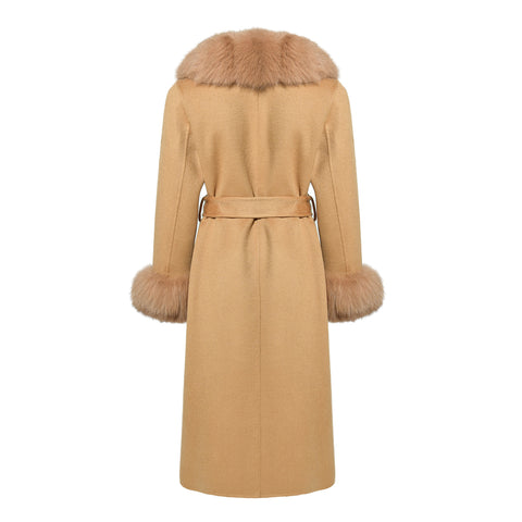 Cappotto in cashmere con pelliccia