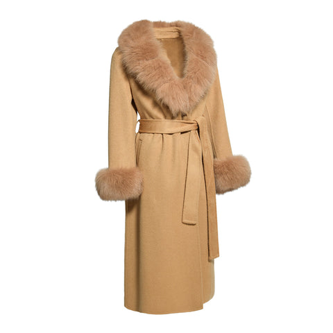 Cappotto in cashmere con pelliccia
