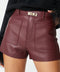 Trendy burgundy leather shorts for woman. 