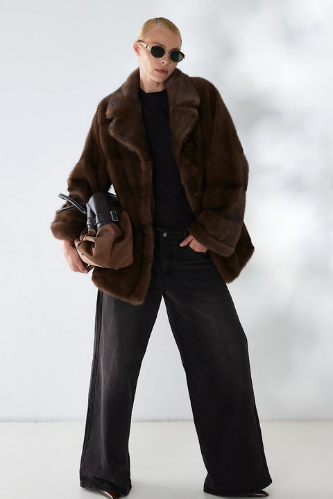 Short Brown Mink Fur Coat