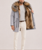 Men Grey Lined Fur Parka