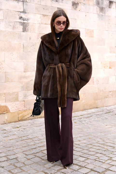 Hooded Mink Fur Coat