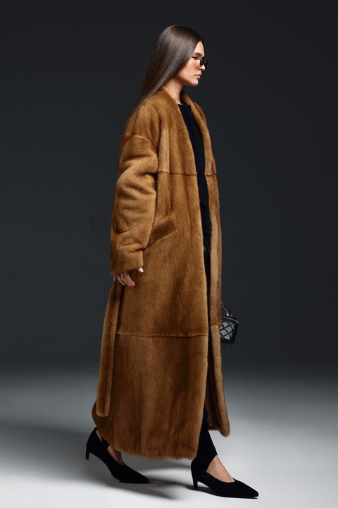 Long Cognac Mink Coat