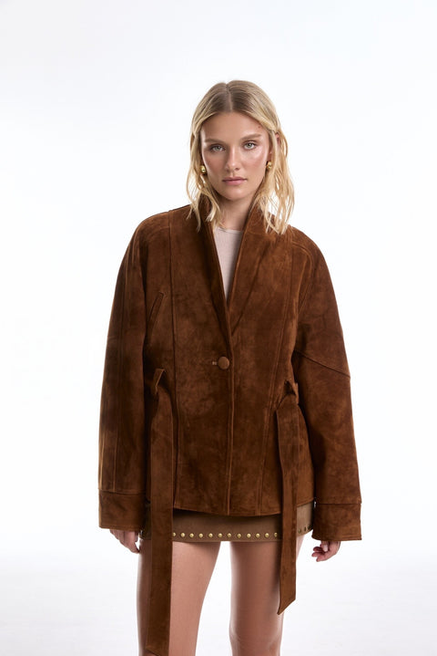 Short Brown Suede Jacket