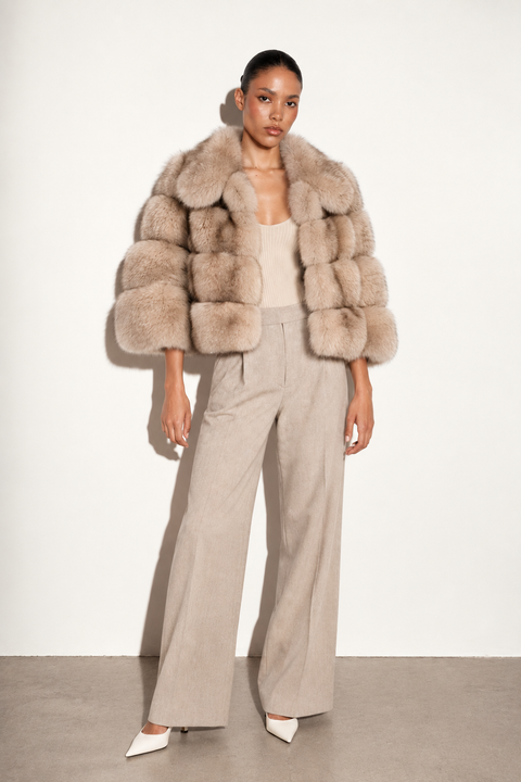 Beige Fox Fur Coat