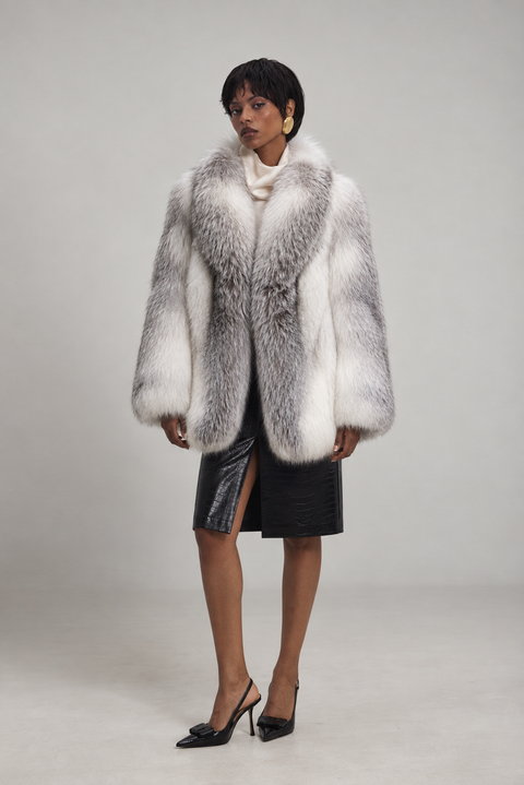 Manteau en fourrure de renard arctique croisé