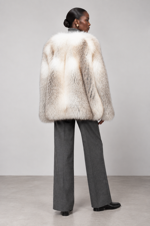 Manteau croisé en fourrure de renard