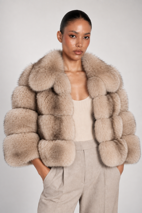 Beige Fox Fur Coat