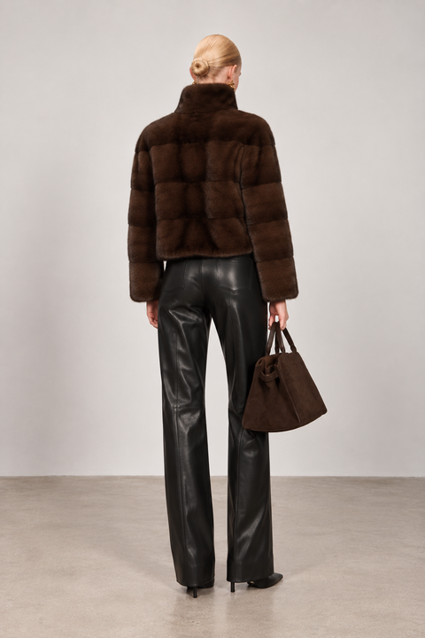 Cappotto corto di visone marrone