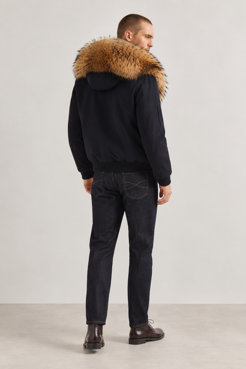 Men Short Lined Fur Parka