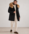 Parka negra de piel forrada para hombre