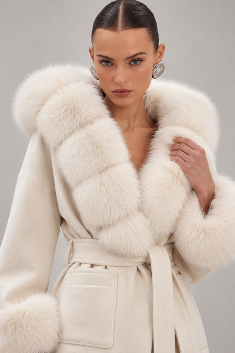 Off-White Wool coat with fox fur