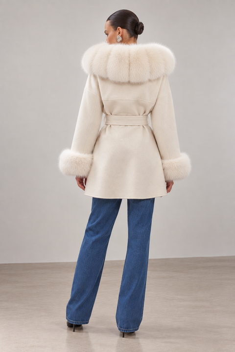 Off-White Wool coat with fox fur