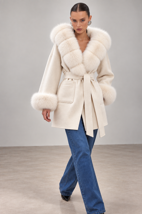 Off-White Wool coat with fox fur