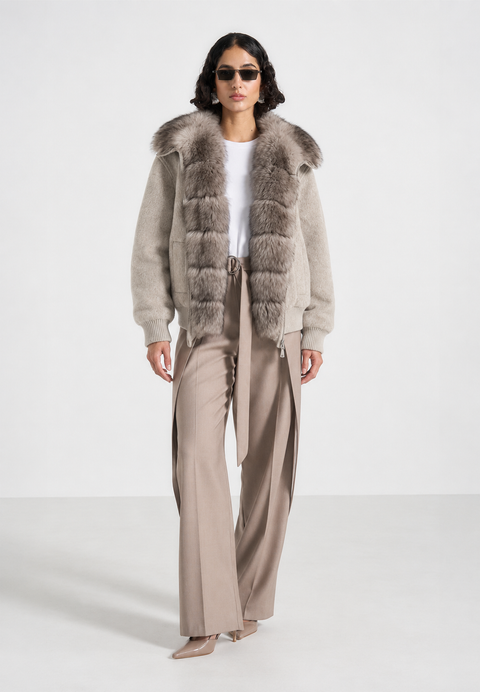 Veste en mérinos avec fourrure