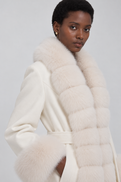 Cashmere Coat with Fur