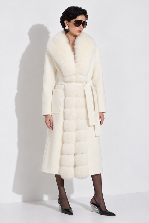 Off-White Cashmere Coat & Fur