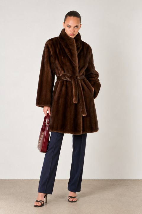 Genuine Mink Midi Coat