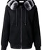 Luxurious black Rex Rabbit Hoodie crafted from ultra-soft fur, featuring a detachable fur lining and front zip for versatile winter wear.
