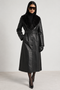 Leather Trench Faux Fur Collar