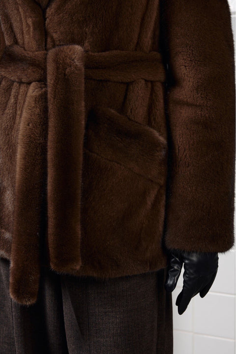 Belted Short Mink Coat