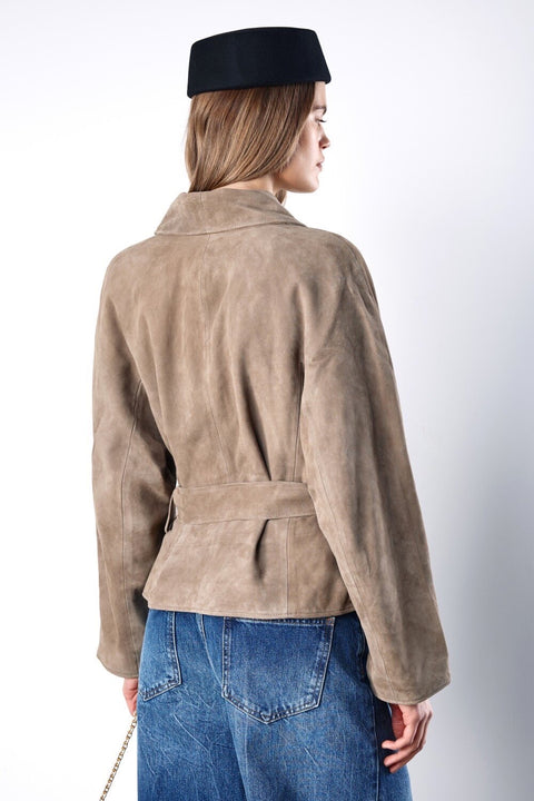 Cropped Truffle Suede Jacket