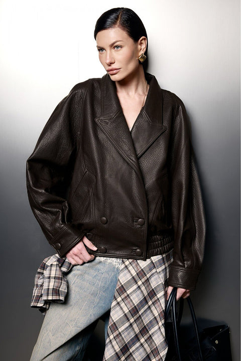 Short Lambskin Leather Jacket