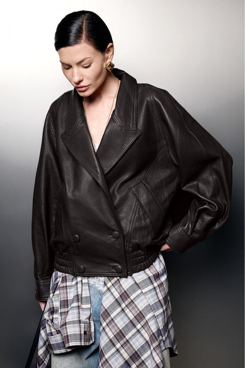 Short Lambskin Leather Jacket