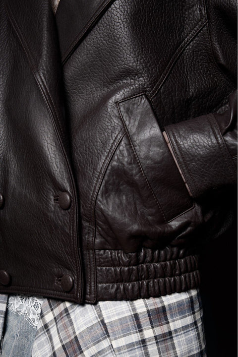 Short Lambskin Leather Jacket